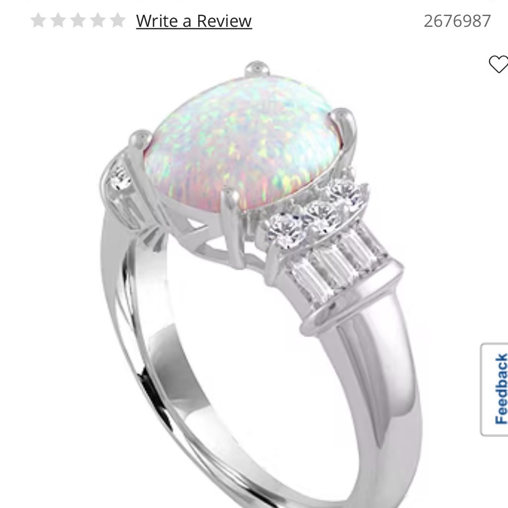 Sterling Silver Lab Opal & White Sapphire Cocktail Ring – Size 6